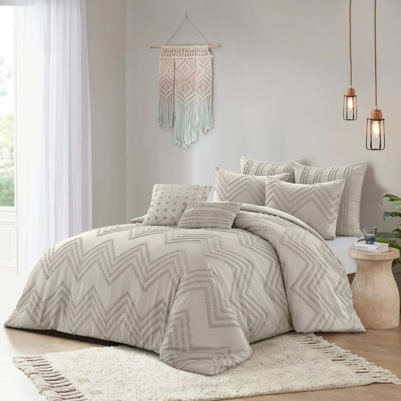 Grace Living Julieth Comforter Set -Diamond Tufted Geometric Design